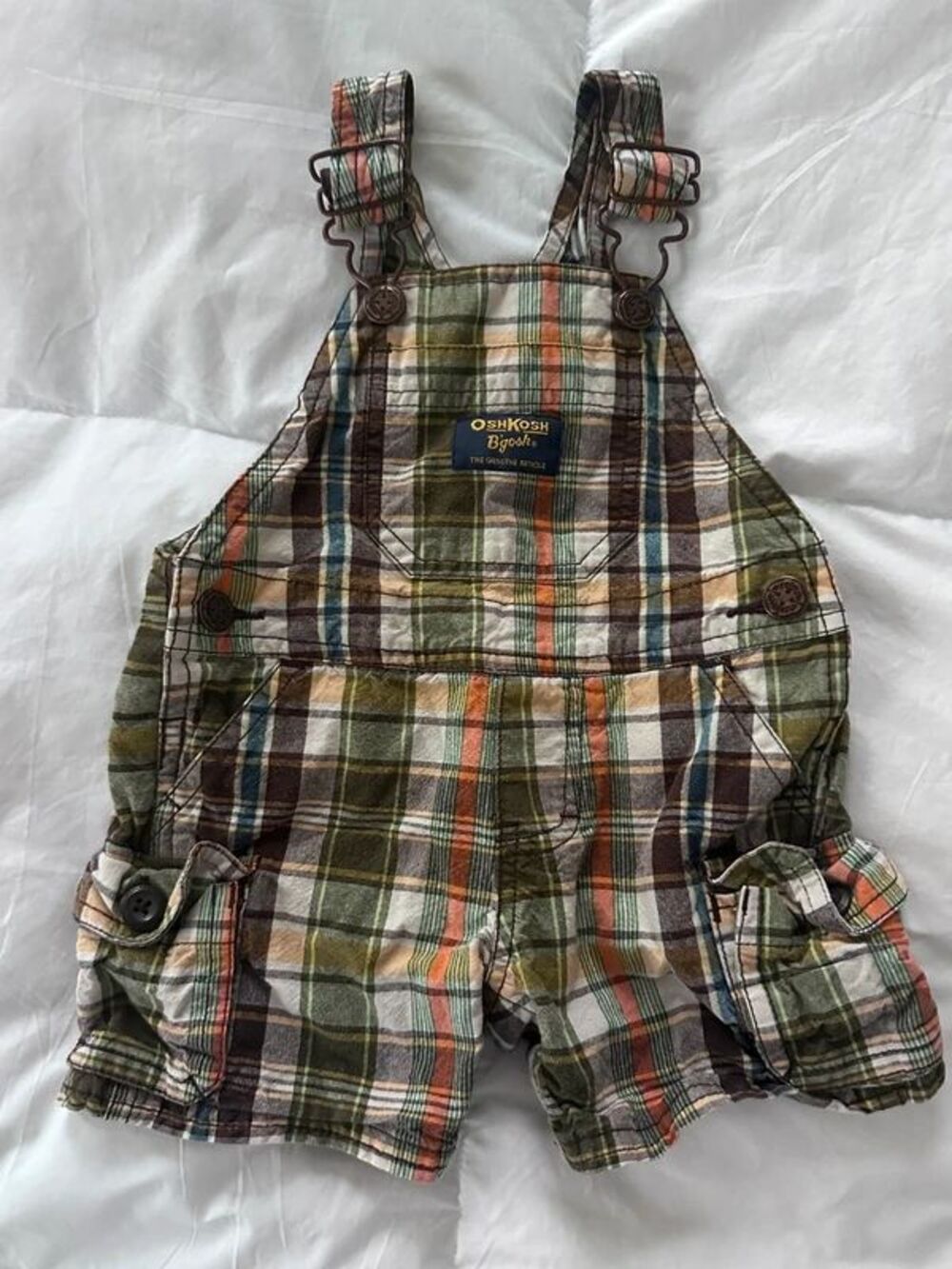 Vintage OshKosh B'gosh Plaid Plaid Shortalls / Overalls 6 Months
